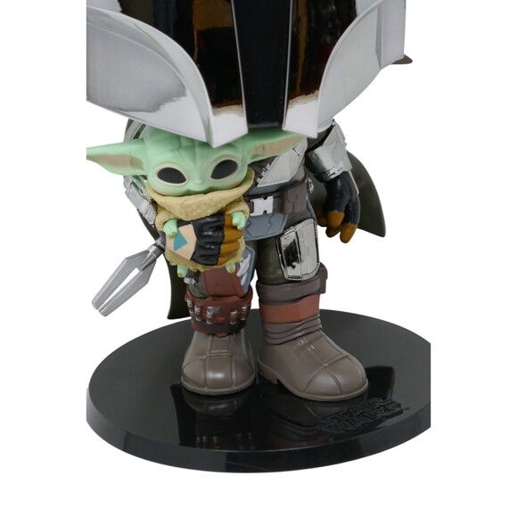 Funko Pop! Star Wars The Mandalorian (Chrome) & The Child Jumbo Size Bobblehead - Picture 2 of 11